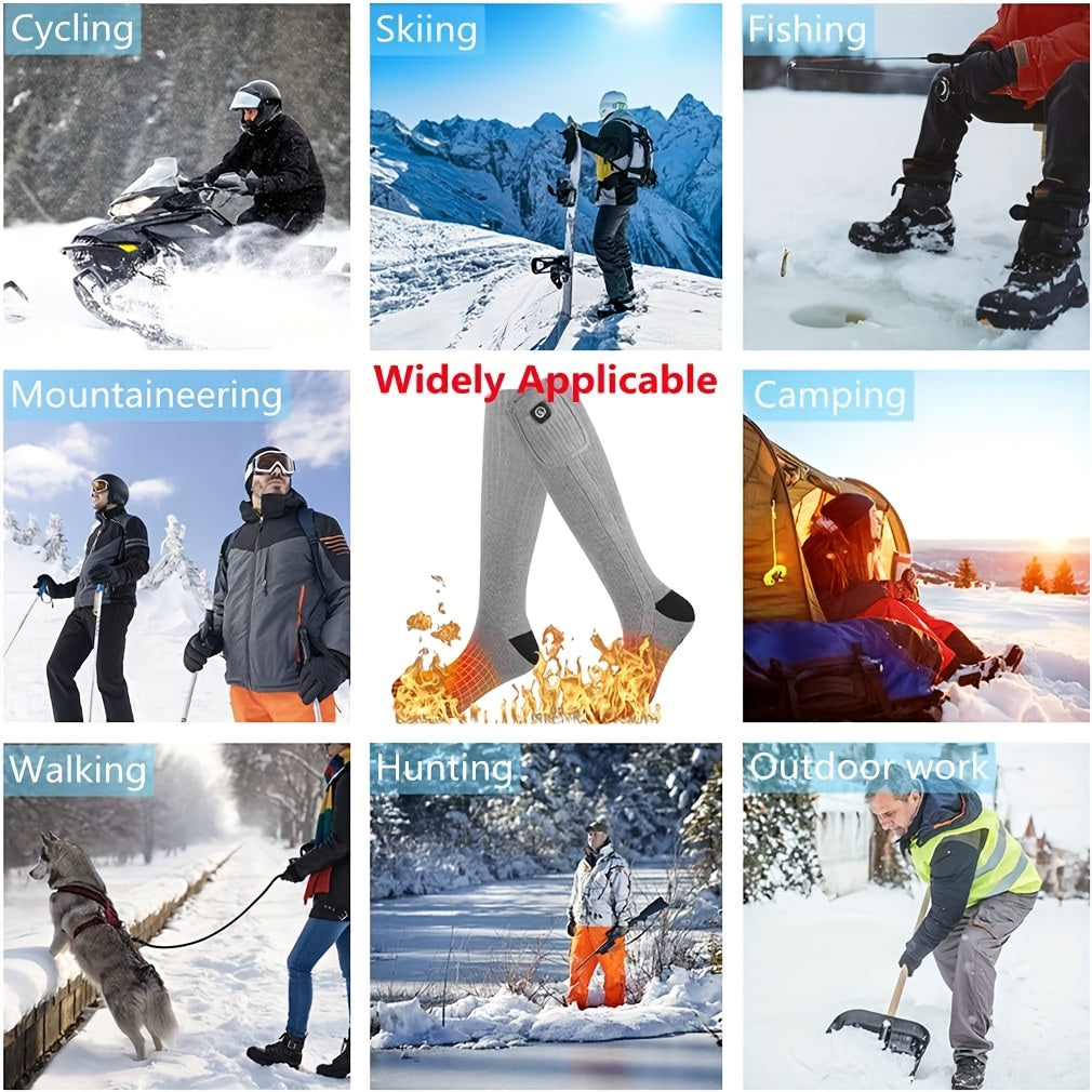 [Rechargeable Heated Socks] A Pair 2025 Upgraded Rechargeable Heated Socks for Men Women, Rechargeable Electric Socks with Control Heated Sock Washable Foot Warmer for Winter Outdoor Skiing Hiking Hunting Camping 33-41