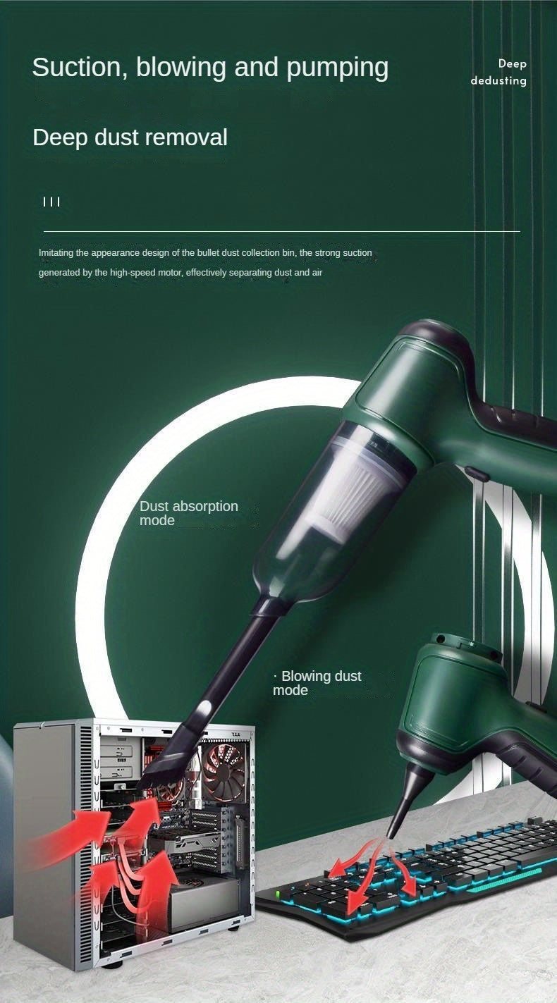 High Power Three In One Wireless Vacuum Cleaner With Extended Battery Life For Suction, Air Extraction, And Blowing At Home And In Car