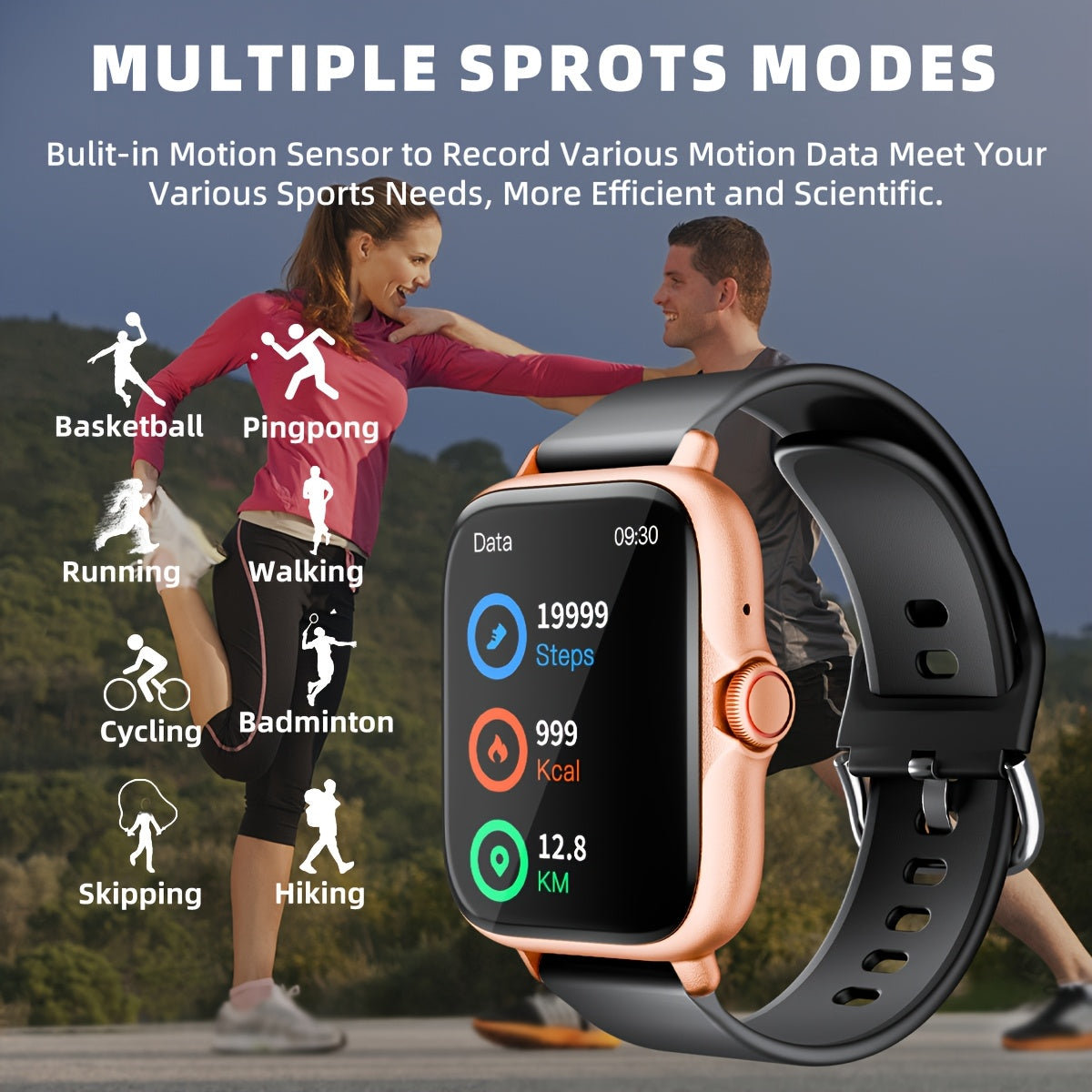 1.83'' Full Touch Screen Smart Watch |, Message Alerts, Call Answering, Sports Pedometer, Health Monitoring, Compatible with Iphone/Android, Alloy Body, Silicone Strap, DESERTCAT - Ideal Gift for And Birthdays