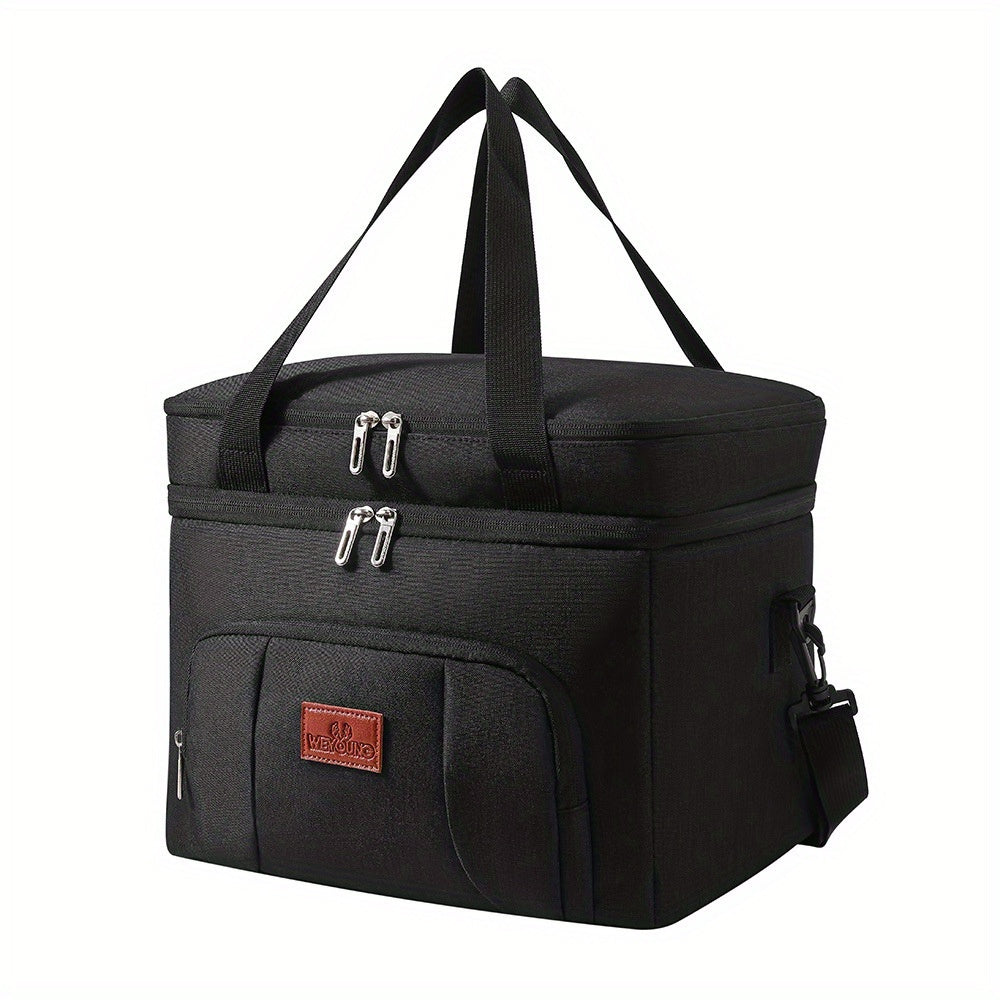 Leak-Proof Insulated Lunch Tote - Unisex Square Bag with Adjustable Strap for Work & School