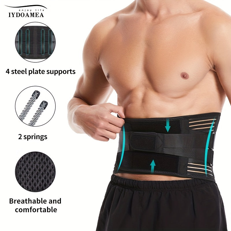 Back Support, 6 Spring Supports, Men's/Women'S Work Breathable Back Support Belt, 16 Hole Mesh Anti-slip Waist Support Belt