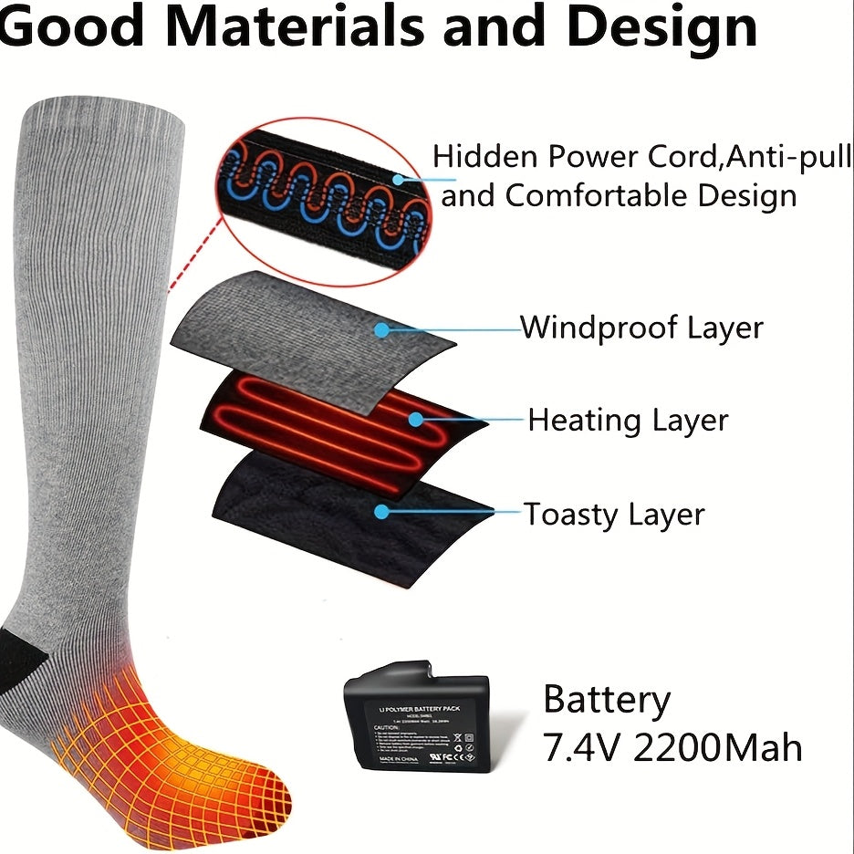 [Rechargeable Heated Socks] A Pair 2025 Upgraded Rechargeable Heated Socks for Men Women, Rechargeable Electric Socks with Control Heated Sock Washable Foot Warmer for Winter Outdoor Skiing Hiking Hunting Camping 33-41