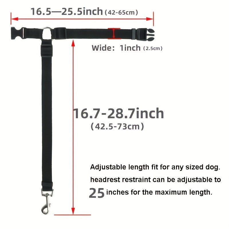 1pc Adjustable Dog Car Seat Belt, Pet Safety Vehicle Harness with Buckle, Striped Design, Machine Washable, Keeps Your Pet Safe While in Car