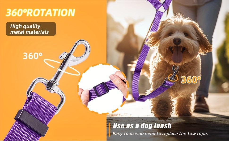 1pc Adjustable Dog Car Seat Belt, Pet Safety Vehicle Harness with Buckle, Striped Design, Machine Washable, Keeps Your Pet Safe While in Car