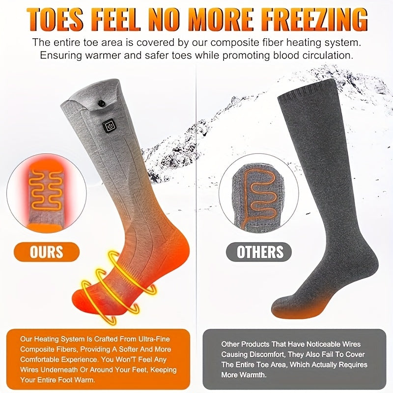 [Rechargeable Heated Socks] A Pair 2025 Upgraded Rechargeable Heated Socks for Men Women, Rechargeable Electric Socks with Control Heated Sock Washable Foot Warmer for Winter Outdoor Skiing Hiking Hunting Camping 33-41