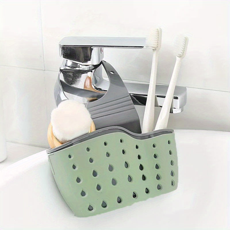 1 Pc Multifunctional Sink Sponge Rack With Adjustable Shoulder Strap - Hanging Bag, Organize And Drain Your Sponge With Ease - For Kitchen & Bathroom - Perfect For Home Organization - Ideal Gift For Housewarming