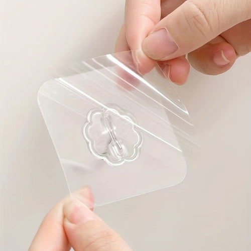 10pcs Strong Sticky Hook, Self Adhesive Wall Hook, Waterproof Hanging Hook, Bathroom Toilet Wall Traceless Storage Hook, Multifunctional Hanging Storage Wall Hook