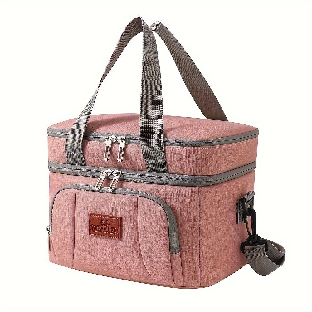 Leak-Proof Insulated Lunch Tote - Unisex Square Bag with Adjustable Strap for Work & School