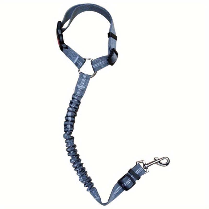 1pc Adjustable Dog Car Seat Belt, Pet Safety Vehicle Harness with Buckle, Striped Design, Machine Washable, Keeps Your Pet Safe While in Car