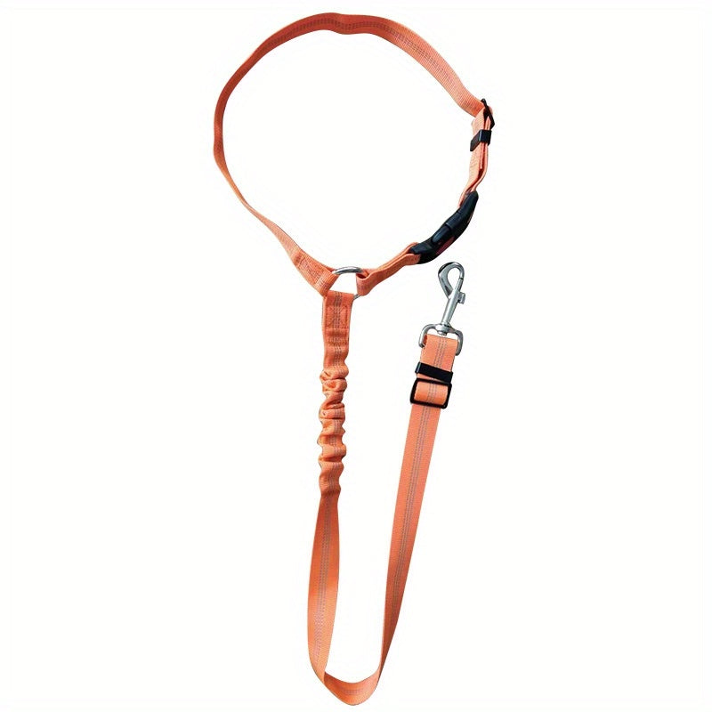 1pc Adjustable Dog Car Seat Belt, Pet Safety Vehicle Harness with Buckle, Striped Design, Machine Washable, Keeps Your Pet Safe While in Car