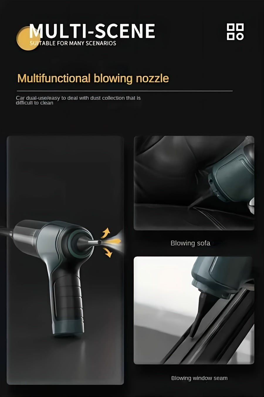 High Power Three In One Wireless Vacuum Cleaner With Extended Battery Life For Suction, Air Extraction, And Blowing At Home And In Car