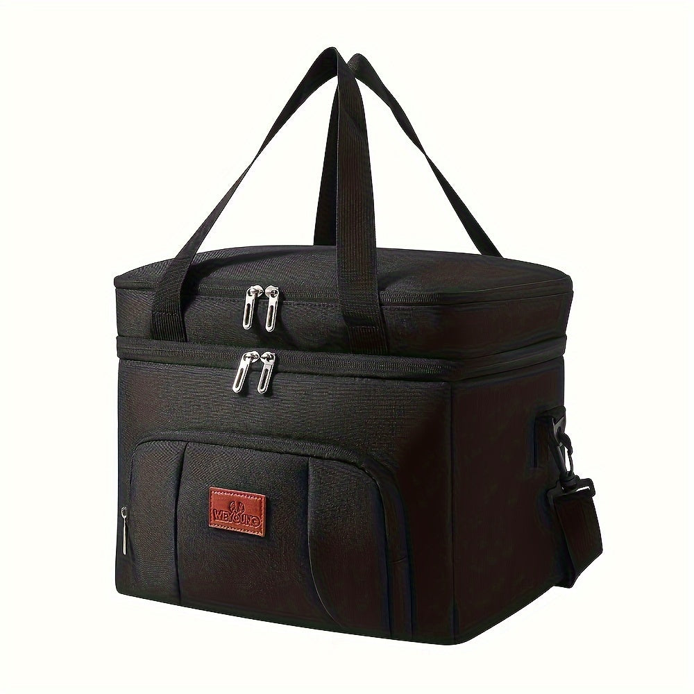 Leak-Proof Insulated Lunch Tote - Unisex Square Bag with Adjustable Strap for Work & School