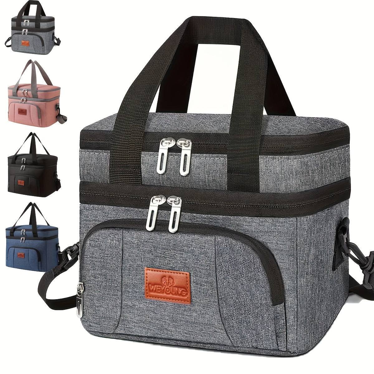 Leak-Proof Insulated Lunch Tote - Unisex Square Bag with Adjustable Strap for Work & School