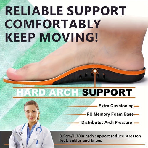 1 Pair Heavy Duty Support Insoles, Big & Tall, 220lbs+, Wide Feet, Shock Absorbing, Arch Support Gel Comfort Inserts, Distributes Pressure, Athletic Running Insole For Women And Men, Work Boots & Shoes
