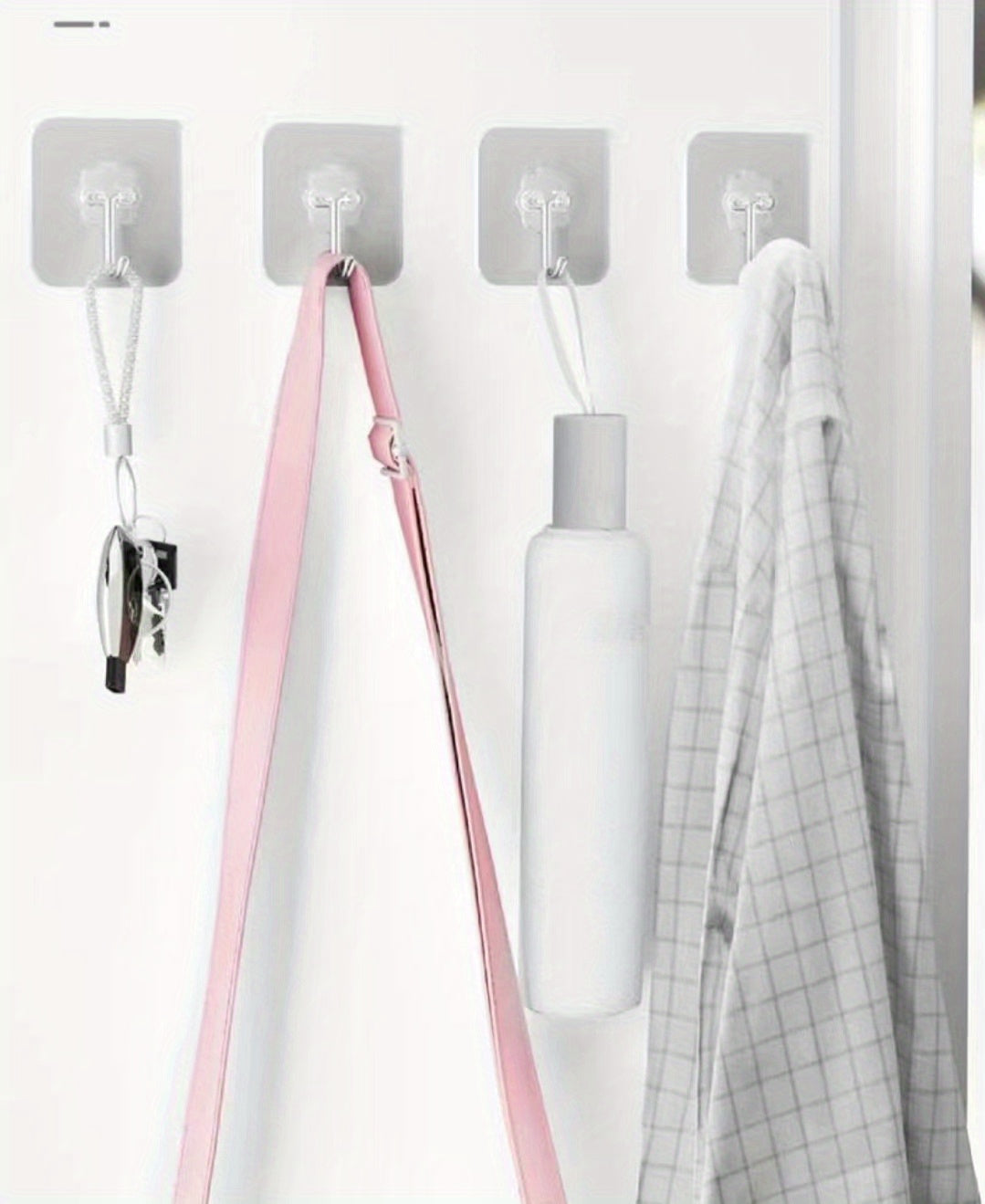 10pcs Strong Sticky Hook, Self Adhesive Wall Hook, Waterproof Hanging Hook, Bathroom Toilet Wall Traceless Storage Hook, Multifunctional Hanging Storage Wall Hook