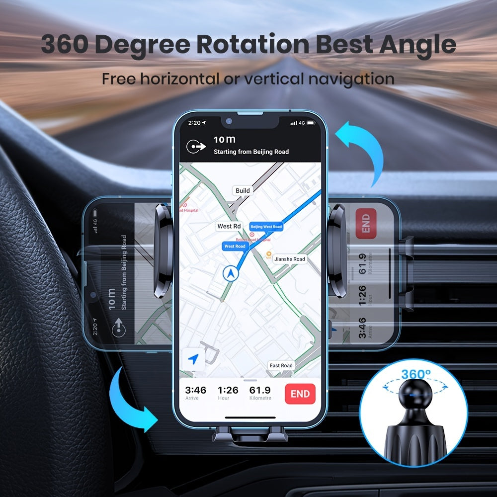 Phone Holder Mount, TOPK [Upgrade Auto Locking]  Phone Holder with Hook Clip for  Air Vent Compatible with iPhone  etc., Car Accessory, Travel Gadget, Compact Design, Secure Grip, Highquality Holder, Reliable Mount, Drivers,