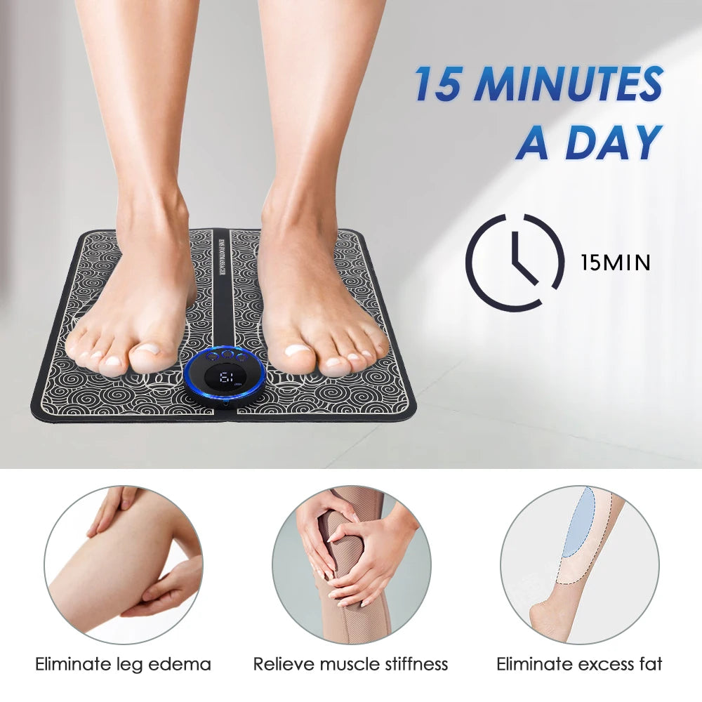Rechargeable Electric Foot Massager Pad Electrostimulator Massage Mat EMS Muscle Massager Relax Feet Massage Fitness Masajeador