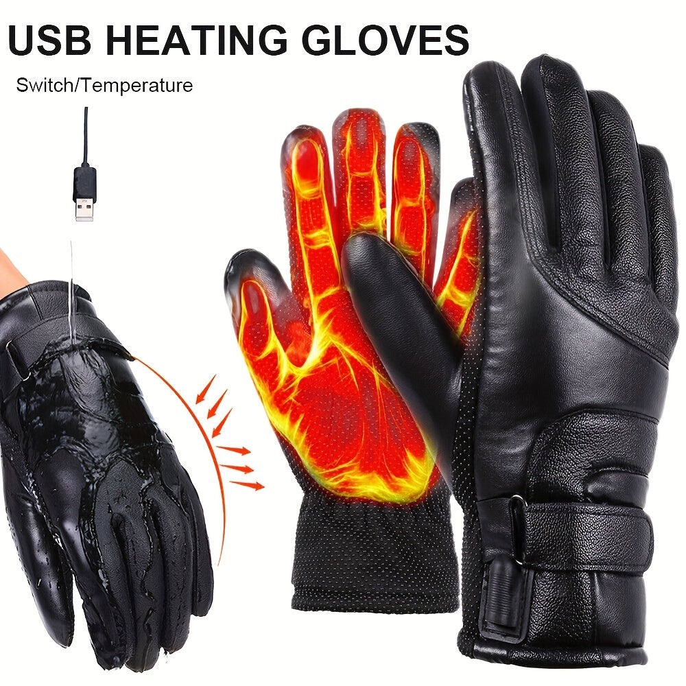 Electric Heated Gloves Powered By USB Power Bank (Not Included) Hand Warmer Heating Gloves Winter Motorcycle Thermal Touch Screen Bike Waterproof Gloves