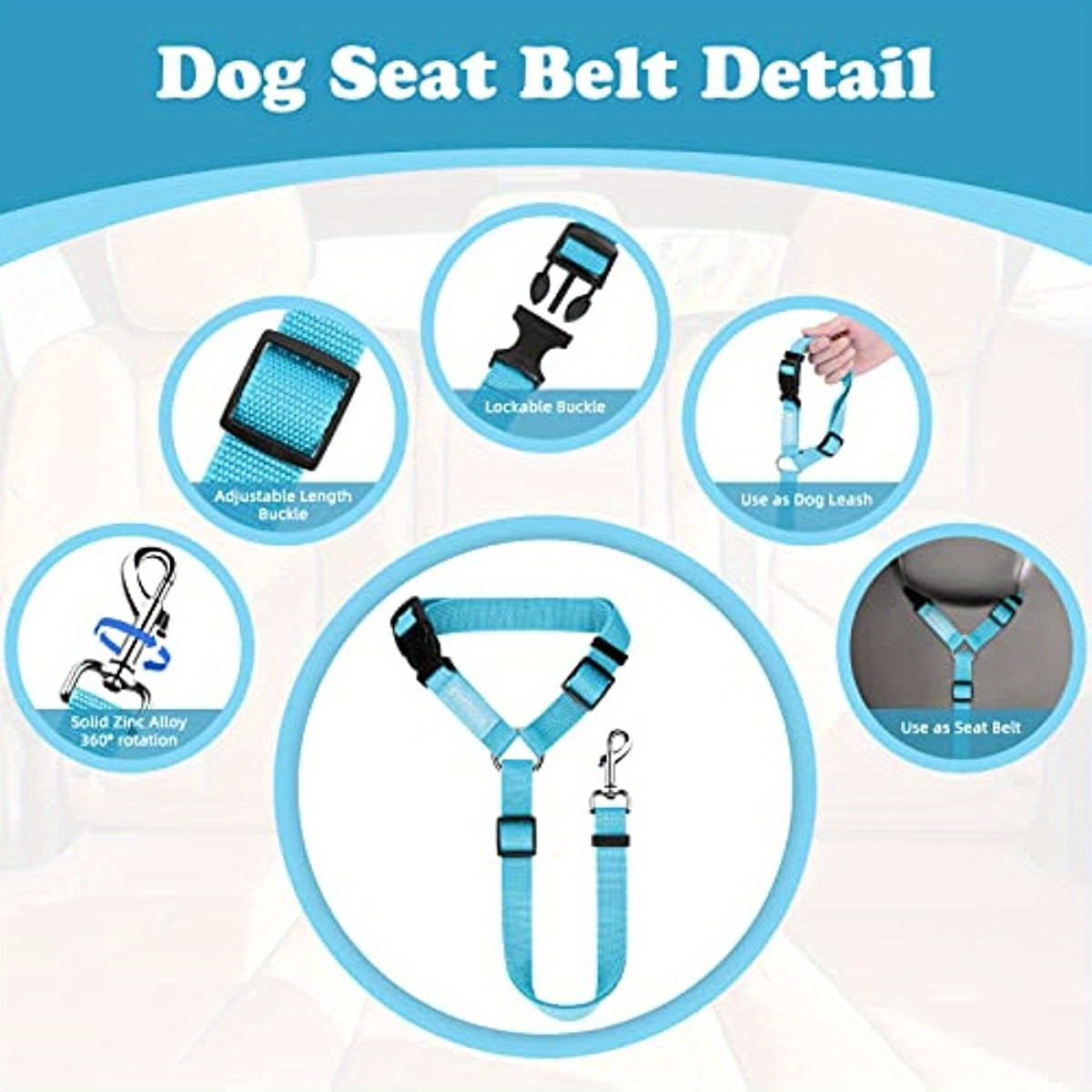 1pc Adjustable Dog Car Seat Belt, Pet Safety Vehicle Harness with Buckle, Striped Design, Machine Washable, Keeps Your Pet Safe While in Car