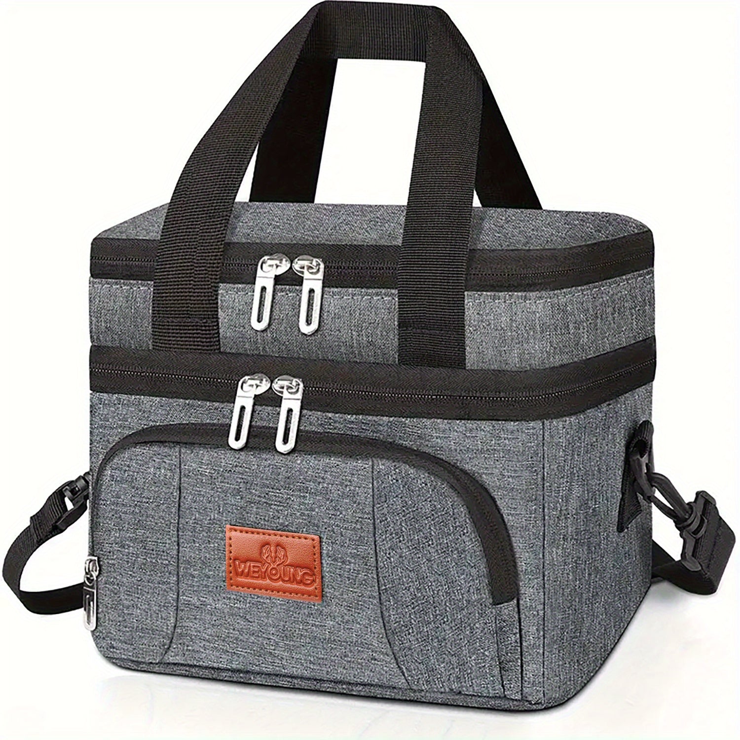 Leak-Proof Insulated Lunch Tote - Unisex Square Bag with Adjustable Strap for Work & School