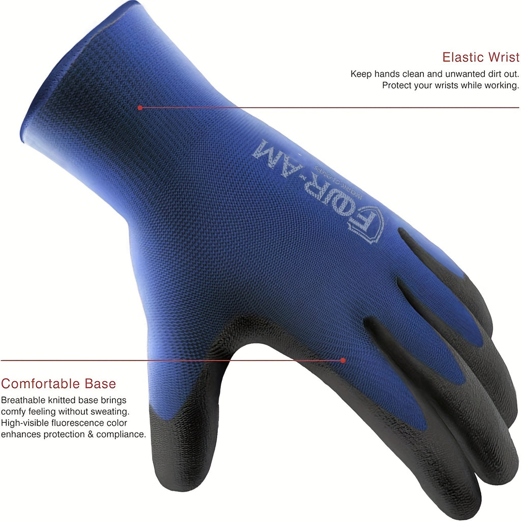 1/3 Pairs Ultra-Slim Grip Work Gloves - Superior Durable Nylon with Black Polyurethane Coating, Comfort Knit Wrist Cuff - Ideal for Daily Light Duty Tasks
