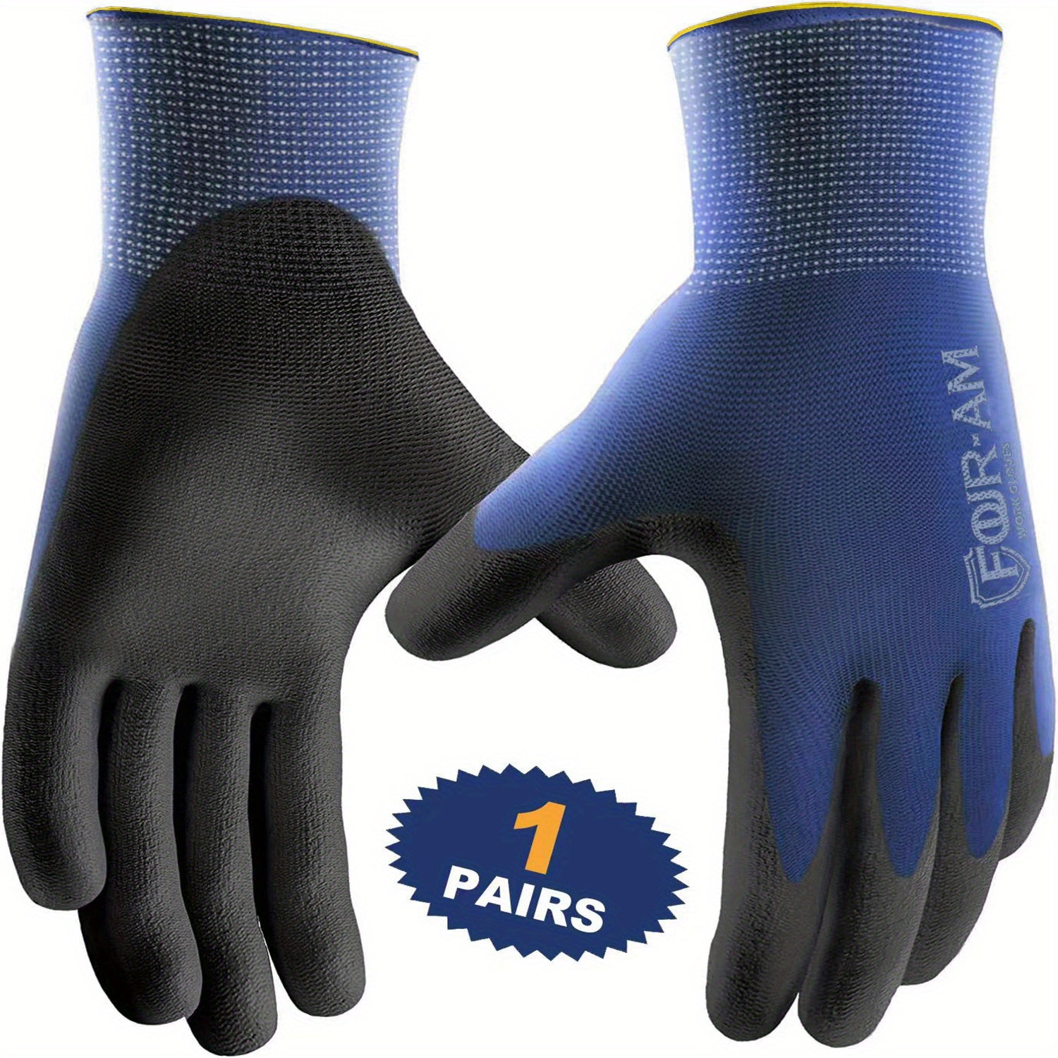 1/3 Pairs Ultra-Slim Grip Work Gloves - Superior Durable Nylon with Black Polyurethane Coating, Comfort Knit Wrist Cuff - Ideal for Daily Light Duty Tasks