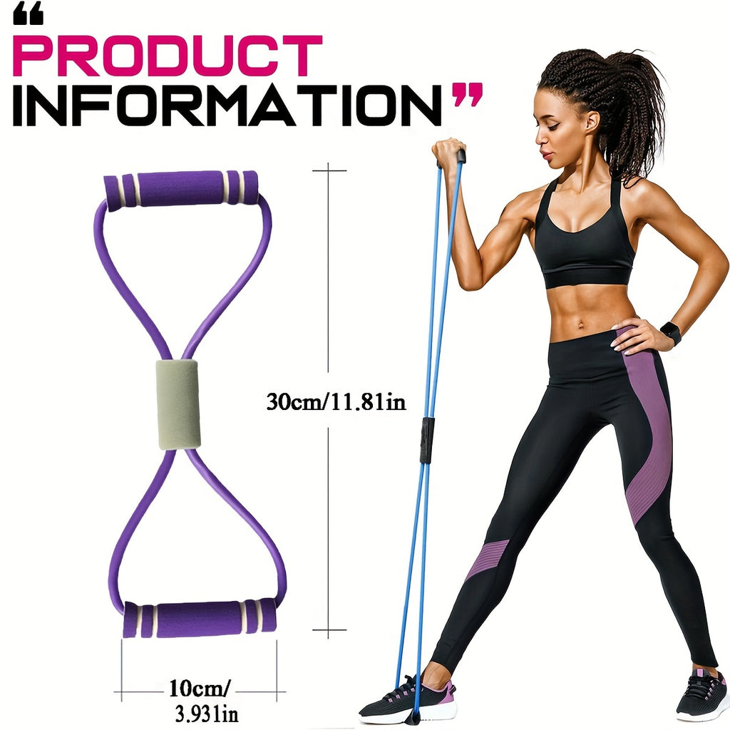 1 Figure-8 Resistance Band Puller | Valentine'S Day Gift, Back-Sculpting Yoga Training Equipment, Elastic Tube Chest Expander for Women'S Back Fitness, Medium Tension, TPE Material, Mixed Color