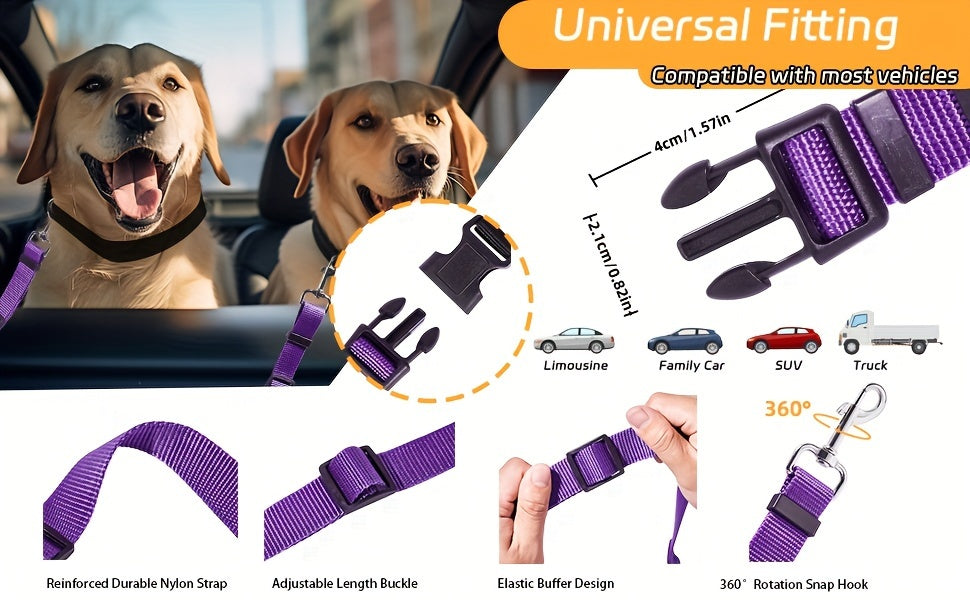 1pc Adjustable Dog Car Seat Belt, Pet Safety Vehicle Harness with Buckle, Striped Design, Machine Washable, Keeps Your Pet Safe While in Car