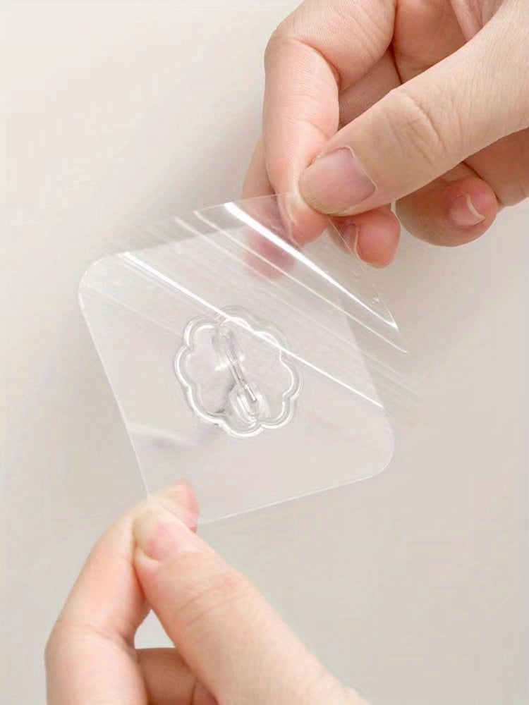 10pcs Strong Sticky Hook, Self Adhesive Wall Hook, Waterproof Hanging Hook, Bathroom Toilet Wall Traceless Storage Hook, Multifunctional Hanging Storage Wall Hook