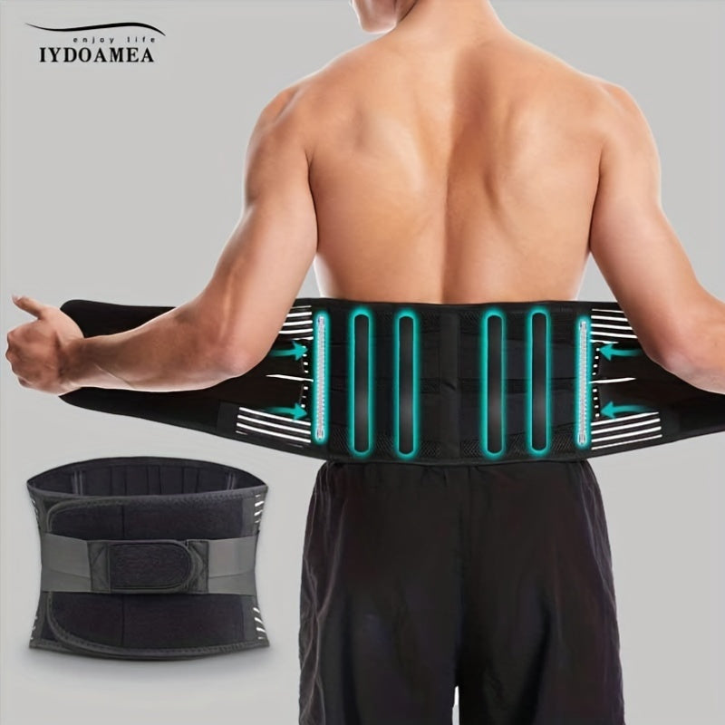 Back Support, 6 Spring Supports, Men's/Women'S Work Breathable Back Support Belt, 16 Hole Mesh Anti-slip Waist Support Belt