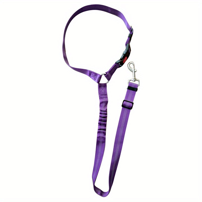 1pc Adjustable Dog Car Seat Belt, Pet Safety Vehicle Harness with Buckle, Striped Design, Machine Washable, Keeps Your Pet Safe While in Car