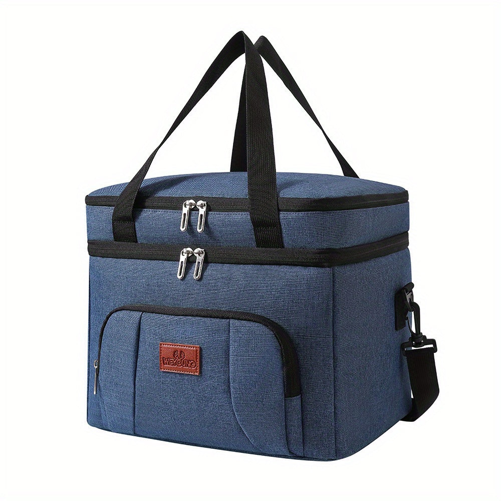 Leak-Proof Insulated Lunch Tote - Unisex Square Bag with Adjustable Strap for Work & School