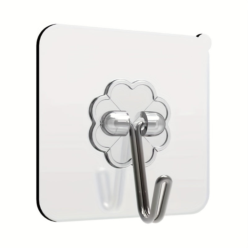 10pcs Strong Sticky Hook, Self Adhesive Wall Hook, Waterproof Hanging Hook, Bathroom Toilet Wall Traceless Storage Hook, Multifunctional Hanging Storage Wall Hook