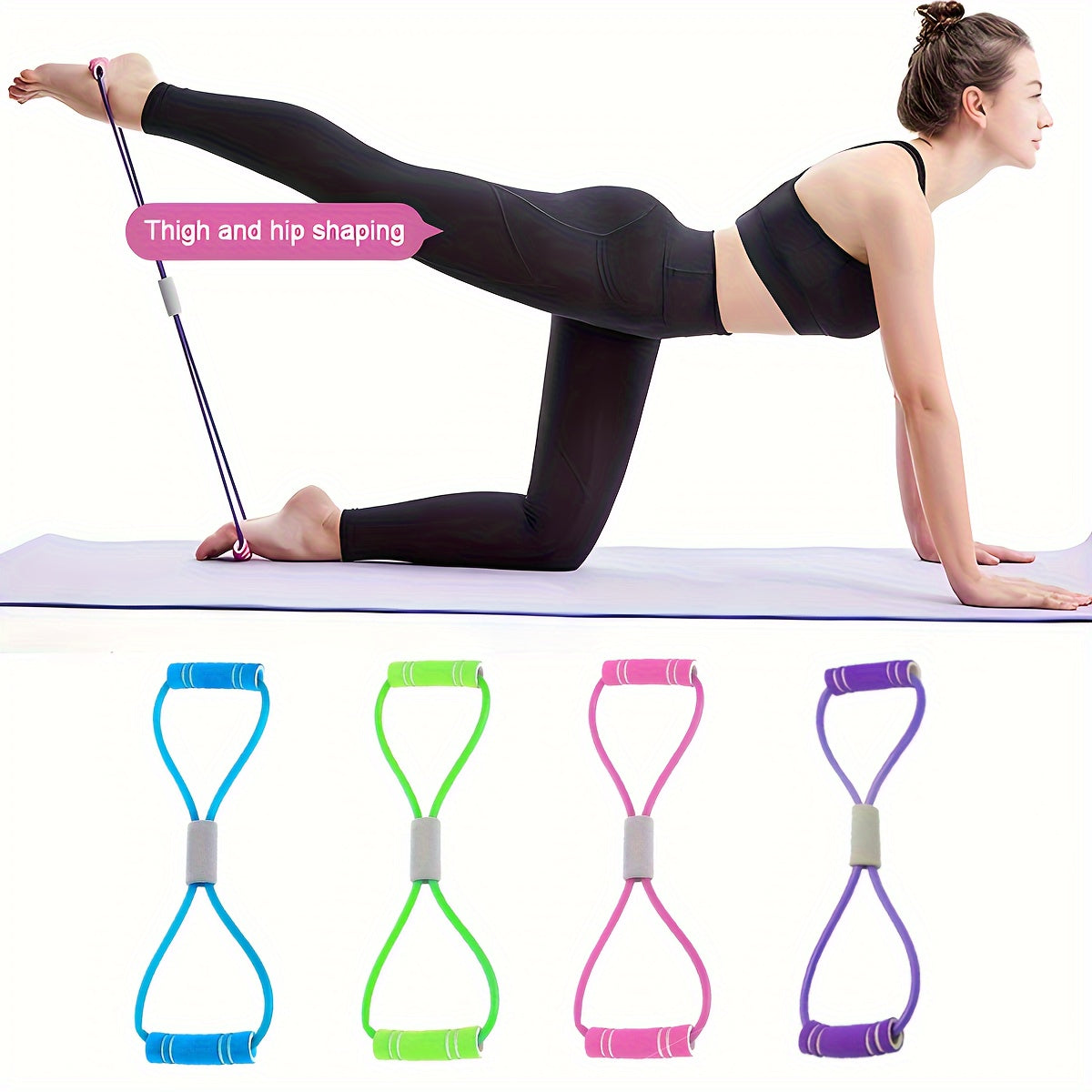 1 Figure-8 Resistance Band Puller | Valentine'S Day Gift, Back-Sculpting Yoga Training Equipment, Elastic Tube Chest Expander for Women'S Back Fitness, Medium Tension, TPE Material, Mixed Color