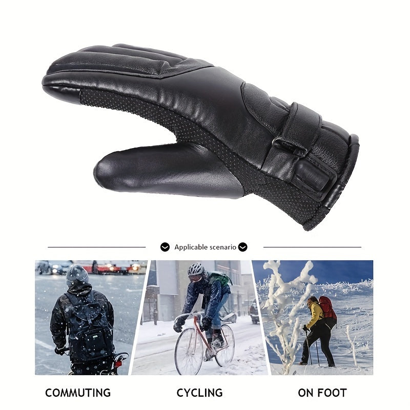 Electric Heated Gloves Powered By USB Power Bank (Not Included) Hand Warmer Heating Gloves Winter Motorcycle Thermal Touch Screen Bike Waterproof Gloves